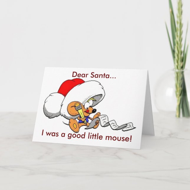 Christmas Dear Santa Good Little Mouse Letter Holiday Card (Front)