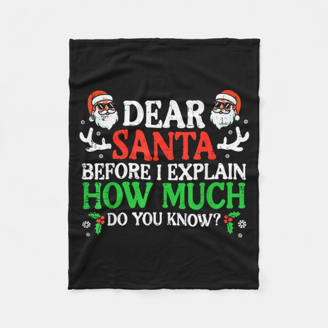 Christmas Dear Santa How Much Do You Know Xmas Wom Fleece Blanket (Front)