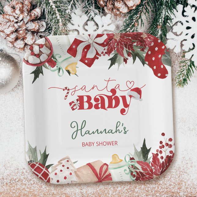 Christmas December Baby Shower Paper Plate (Creator Uploaded)
