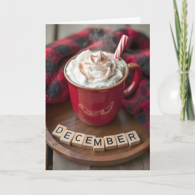 Christmas December Hot Chocolate Holiday Card (Front)