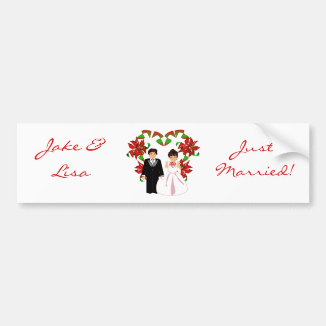 Christmas/December Just Married Bumper Sticker (Front)