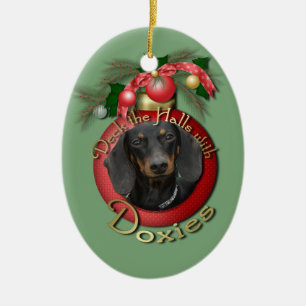 Christmas - Deck the Halls - Doxies - Winston Ceramic Ornament