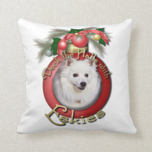 Christmas - Deck the Halls - Eskies Throw Pillow
