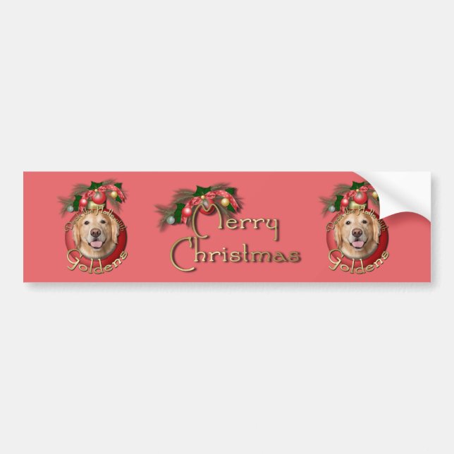 Christmas - Deck the Halls - Goldens - Corona Bumper Sticker (Front)