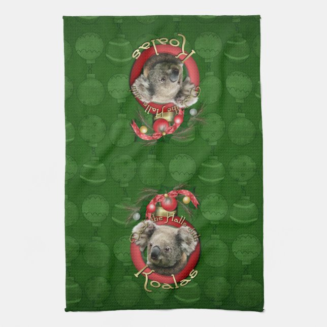 Christmas - Deck the Halls - Koalas Kitchen Towel (Vertical)