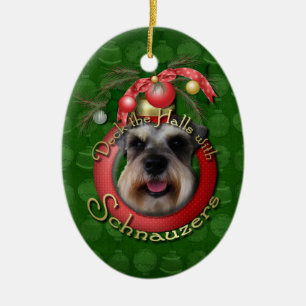 Christmas - Deck the Halls - Schnauzers Ceramic Ornament