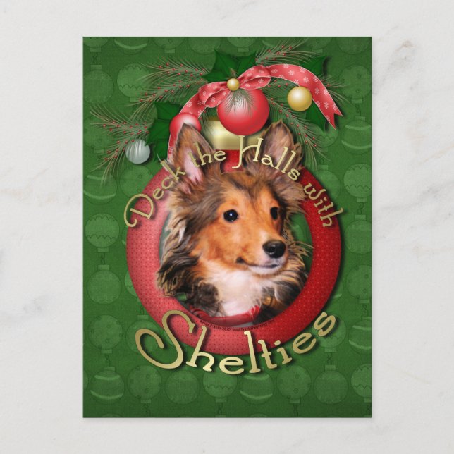 Christmas - Deck the Halls - Shelties - Cooper Holiday Postcard (Front)