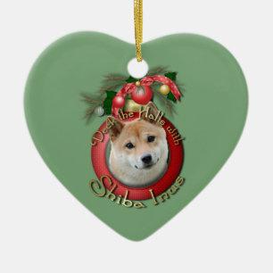 Christmas - Deck the Halls - Shiba Inu Ceramic Ornament