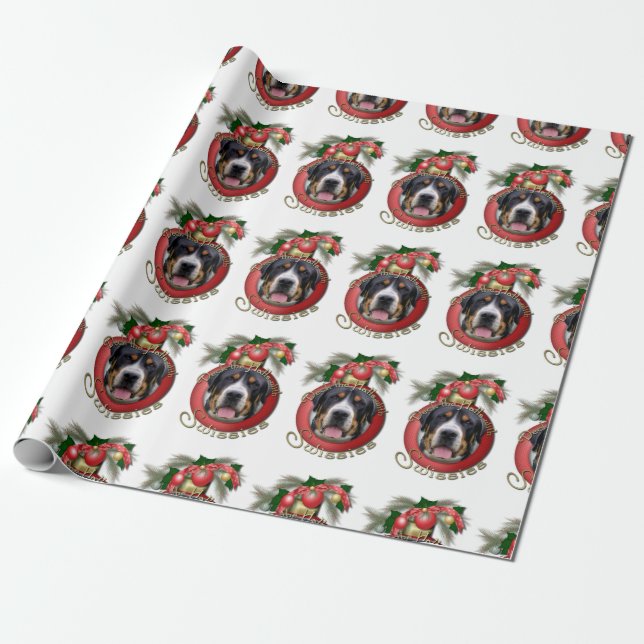 Christmas - Deck the Halls - Swissies Wrapping Paper (Unrolled)
