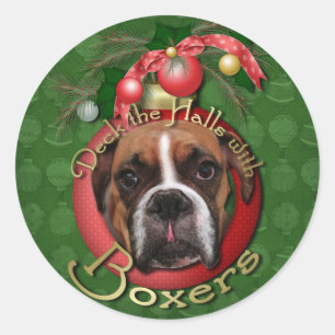 Christmas - Deck the Halls with Boxers - Marnie Classic Round Sticker