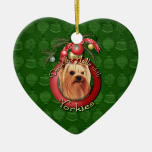 Christmas - Deck the Halls - Yorkshire Terrier Ceramic Ornament