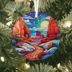 Christmas Decor Arches National Park Utah Outdoor Glass Ornament