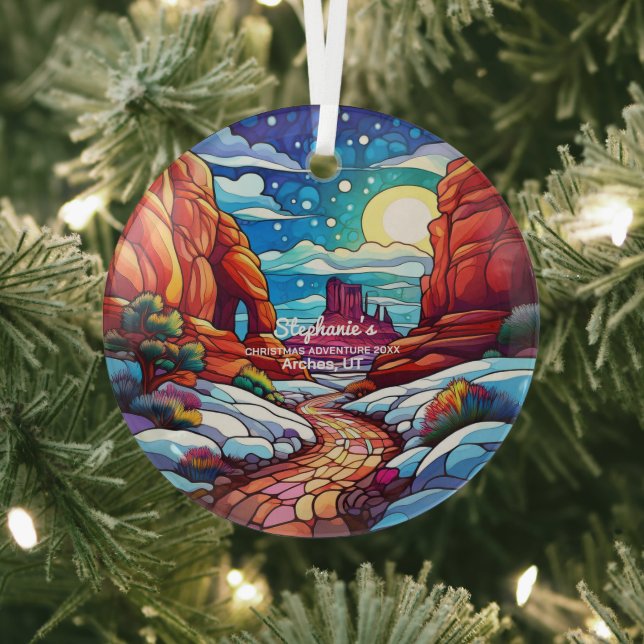 Christmas Decor Arches National Park Utah Outdoor Glass Ornament (Insitu)