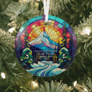 Christmas Decor Banff National Park Canada Married Glass Ornament