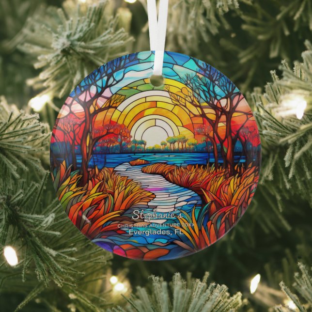 Christmas Decor Everglades Park Florida Adventure Glass Ornament (Insitu)