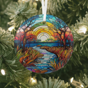 Christmas Decor Everglades Park Florida Adventure Glass Ornament