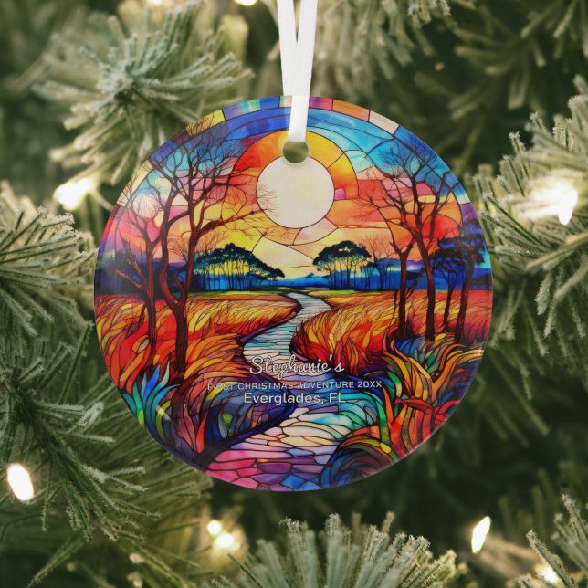 Christmas Decor Everglades Park Florida Adventure Glass Ornament (Insitu)
