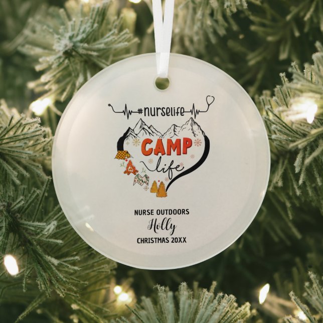 Christmas Decor Nurse Outdoors Camp Adventure Gift Glass Ornament (Insitu)