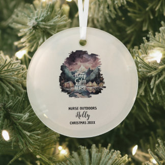 Christmas Decor Nurse Outdoors Camp Adventure Gift Glass Ornament