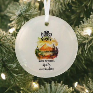 Christmas Decor Nurse Outdoors Camp Adventure Gift Glass Ornament