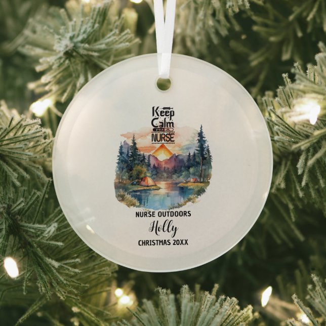 Christmas Decor Nurse Outdoors Camp Adventure Gift Glass Ornament (Insitu)