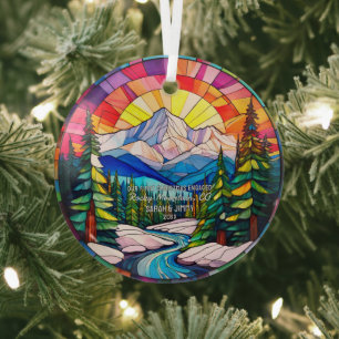 Christmas Decor Rocky Mountain Colorado Engaged Glass Ornament
