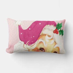Christmas Decor Santa Pink Lumbar Pillow