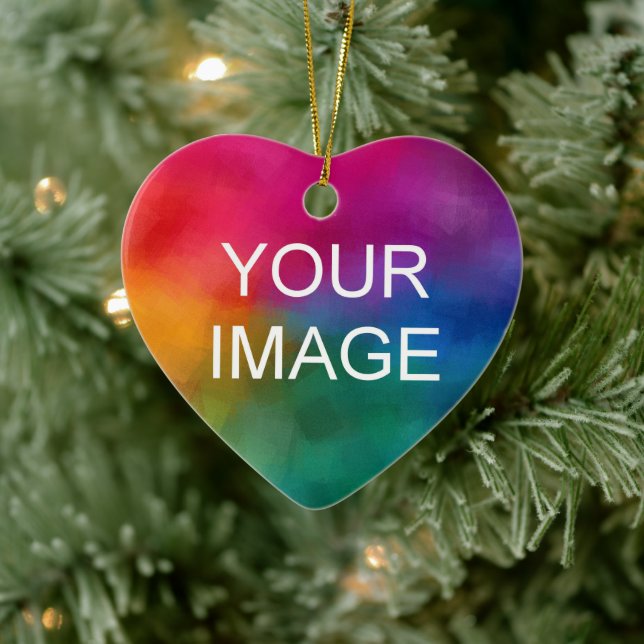 Christmas Decor Upload Photo Double Sided Heart Ceramic Ornament (Tree)