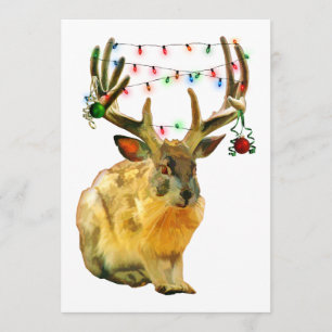 Christmas Decorated Jackalope Invitation