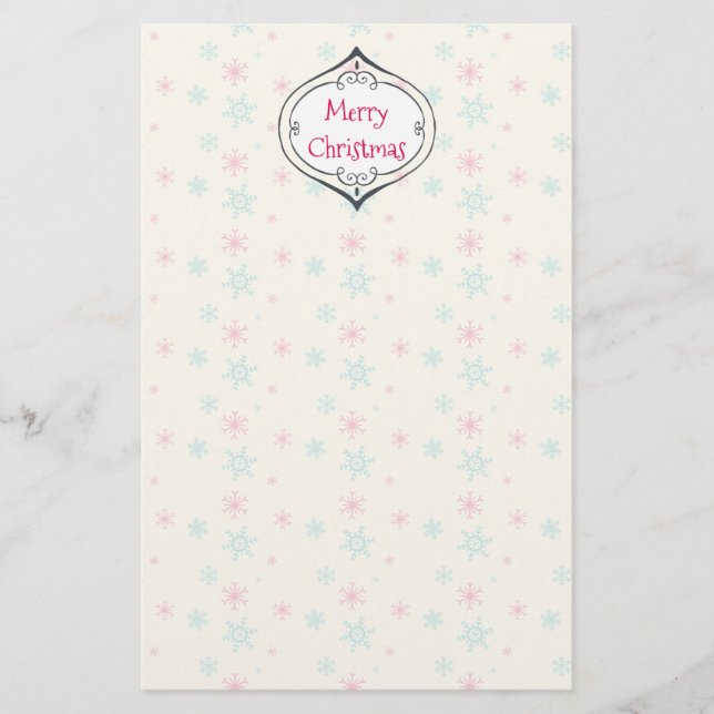 Christmas Decoration And Snowflake Pattern Custom Stationery (Front)