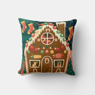 Christmas decoration candy house throw pillow