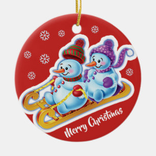 Christmas decoration double Snowmen Snow sports