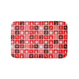 Christmas Decoration Holiday Red Pattern Bath Mat