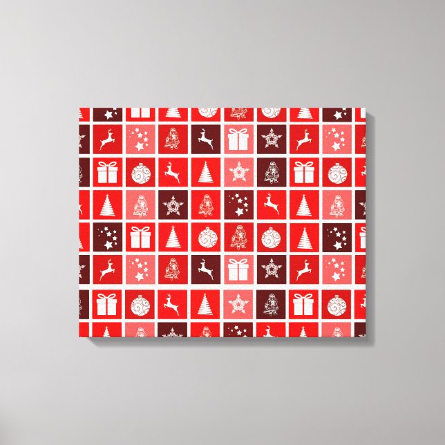 Christmas Decoration Holiday Red Pattern Canvas Print (Front)