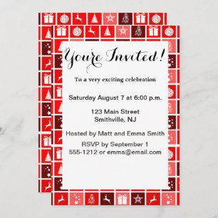 Christmas Decoration Holiday Red Pattern Invitation