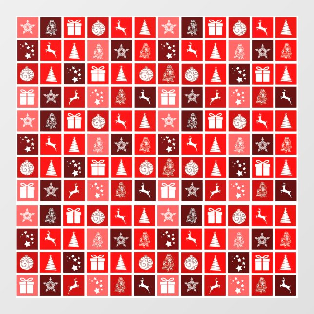 Christmas Decoration Holiday Red Pattern Window Cling (Sheet)