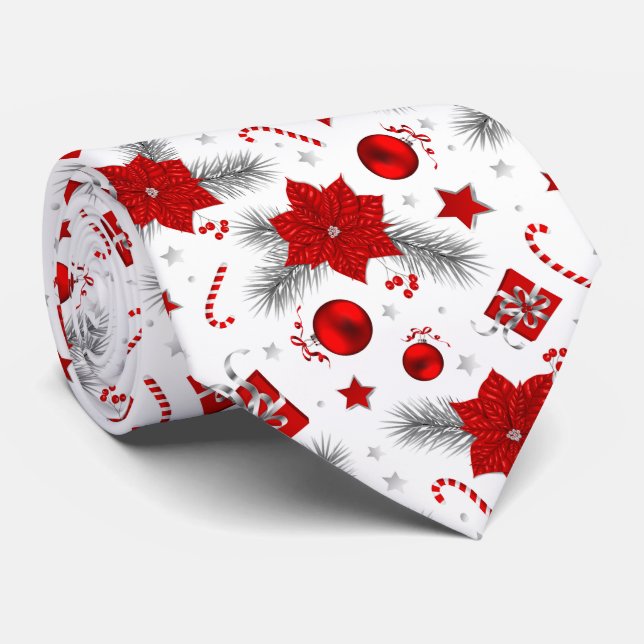 Christmas decoration pattern neck tie (Rolled)