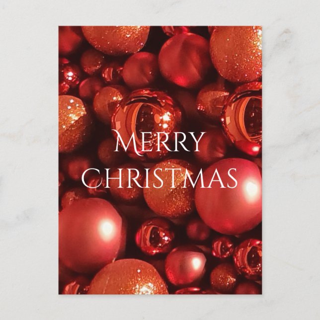 Christmas Decoration Red Baubles Holiday Postcard (Front)