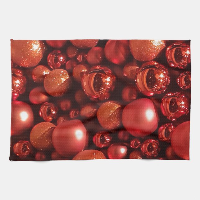 Christmas Decoration Red Baubles Kitchen Towel (Horizontal)