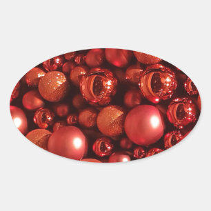 Christmas Decoration Red Baubles Oval Sticker