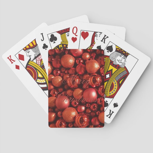 Christmas Decoration Red Baubles Playing Cards (Back)