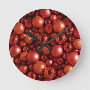 Christmas Decoration Red Baubles Round Clock