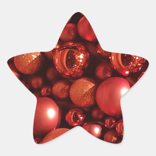 Christmas Decoration Red Baubles Star Sticker (Front)