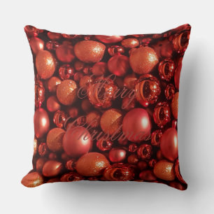 Christmas Decoration Red Baubles Throw Pillow