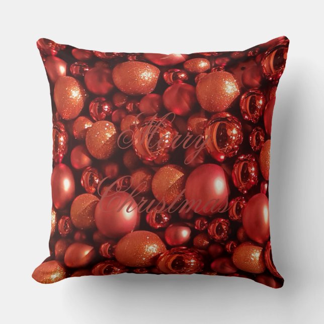 Christmas Decoration Red Baubles Throw Pillow (Front)