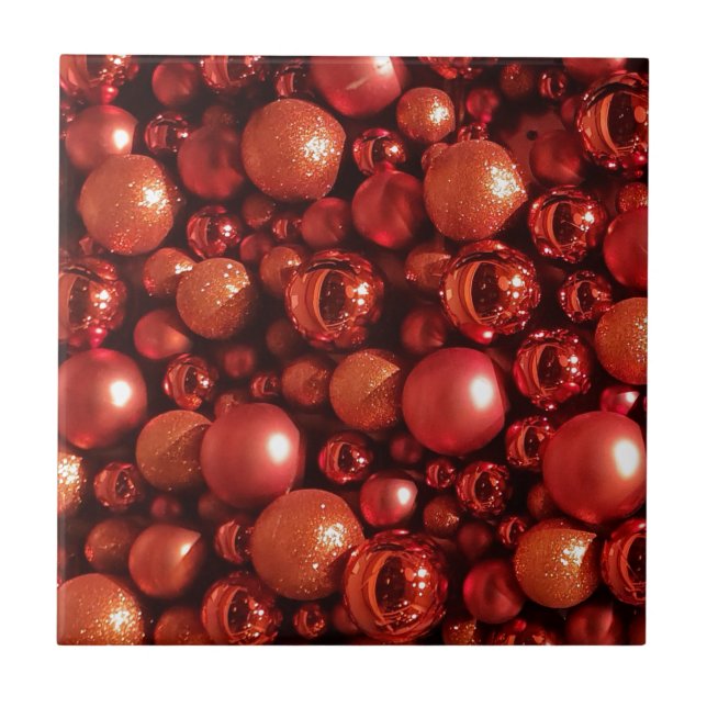 Christmas Decoration Red Baubles Tile (Front)