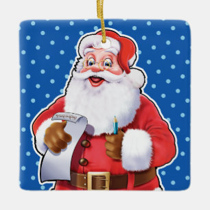 Christmas decoration Santa checking his list.