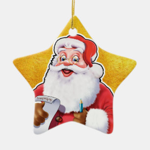 Christmas decoration Santa checking his list.