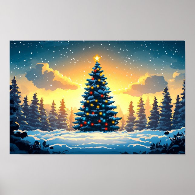 Christmas Decoration Watercolour Print Drawing (Front)