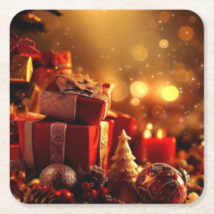 Christmas Decorations 3 Square Paper Coaster